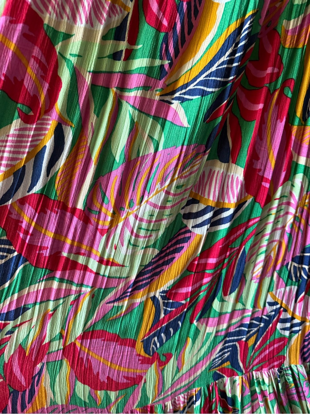 Japna Bright Tropical Print Pleated Maxi Dress - Pink, Green, Yellow, Blue - Picture 2 of 4